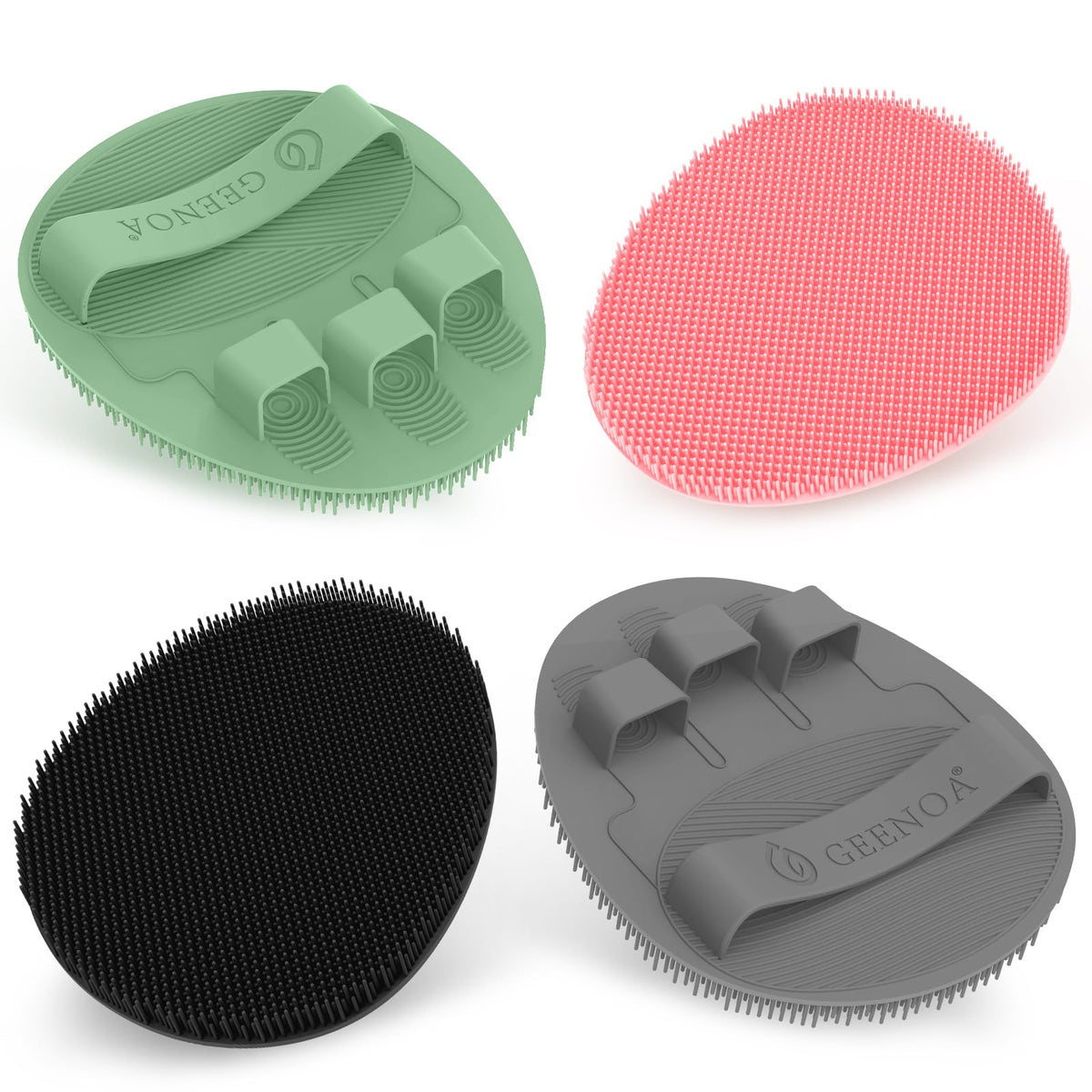Silicone Body Scrubber 4PCS, 360° Anti-Slip & Enlarged Exfoliating Bath Glove for Rich Foaming Deep Cleaning