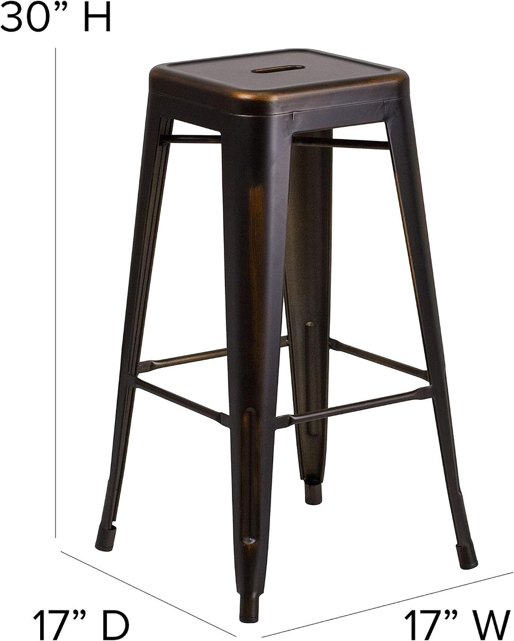 Commercial Grade 30" H Backless Distressed Copper Metal Indoor-Outdoor Barstool