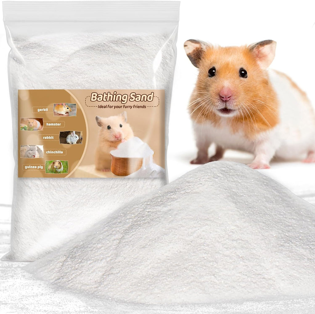47OZ Hamster Sand Bath - White Fine Silica Sand, Hamster Soft Cleaning