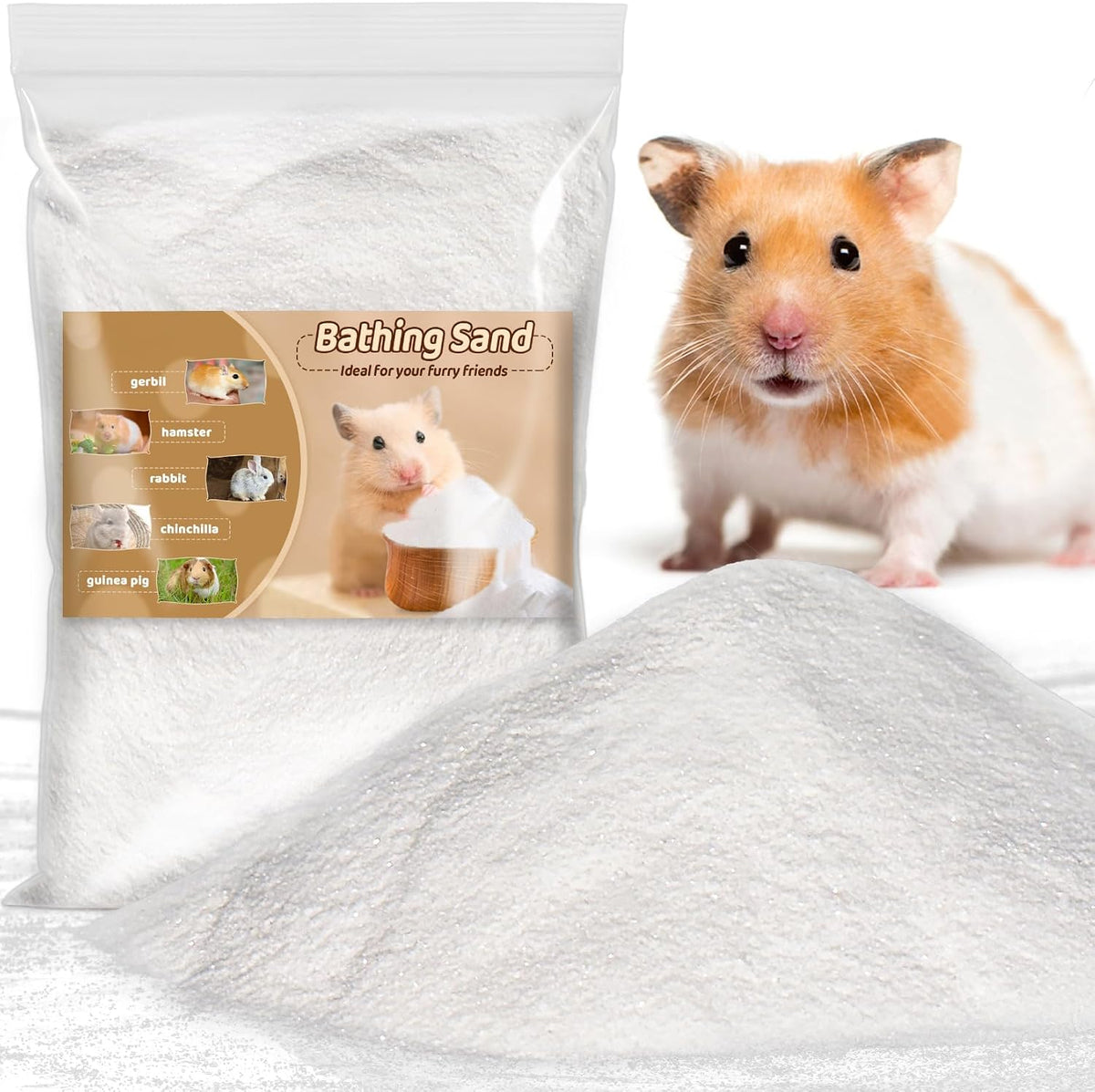 47OZ Hamster Sand Bath - White Fine Silica Sand, Hamster Soft Cleaning
