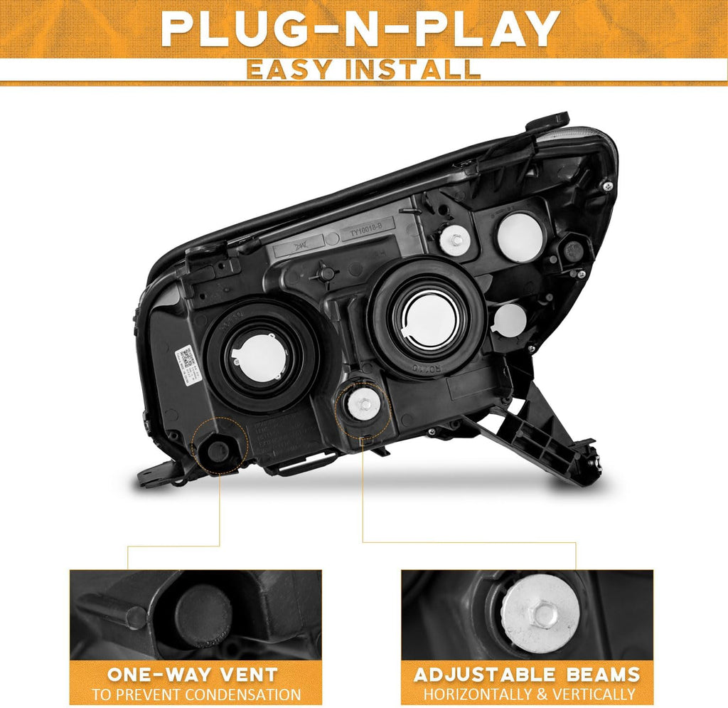 WEELMOTO Headlights Assembly for 2006-2009 Toyota 4Runner SR5/Sport/Limited