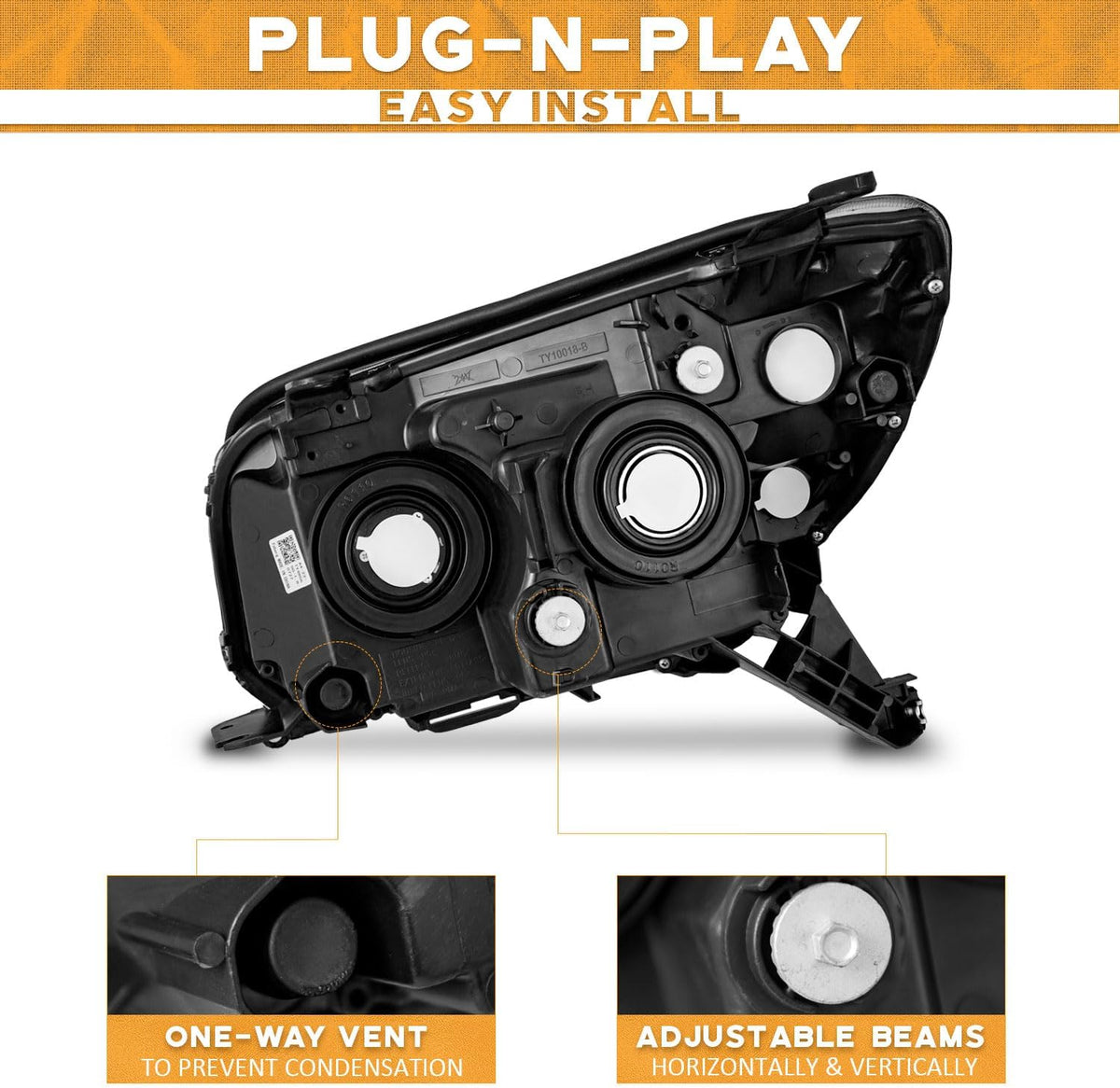 WEELMOTO Headlights Assembly for 2006-2009 Toyota 4Runner SR5/Sport/Limited