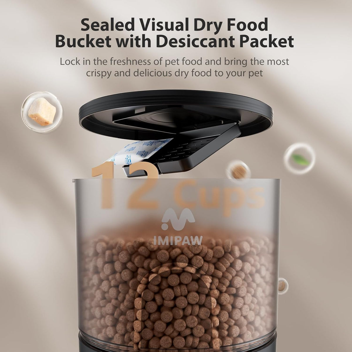 Automatic Cat Feeder, 5G WiFi Food Dispenser with APP Remote Control, Pet Dry Food Smart Feeder, Programmable Timed