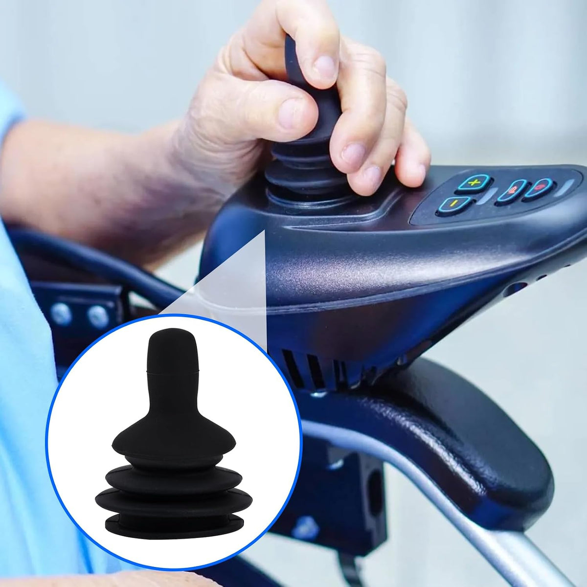 4 Pcs Wheelchair Joystick Button Cap Joystick Controller Knob and Gaiter Black Wheelchair Accessories Joysticks Button Cover Power Chair Parts for Electric Mobility Scooter Electric Drive