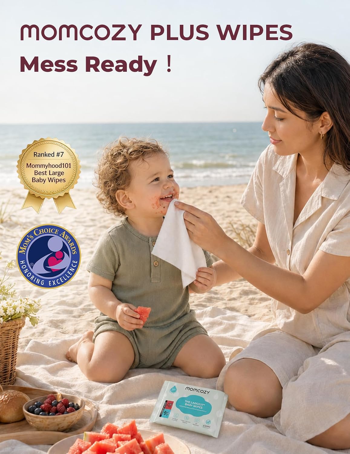 Baby Wipes Travel Size, Extra Large 99% Water Based Wet Wipes