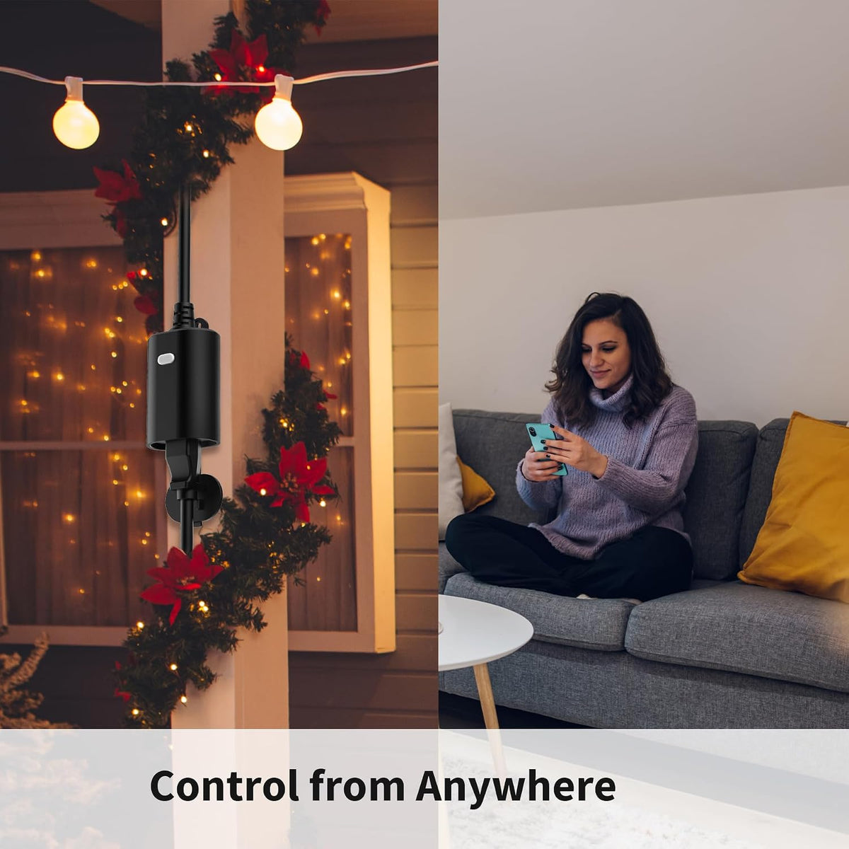 Heavy Duty Smart Plug, Wi-Fi Outdoor Smart Plug, Dimmer Plug Compatible with Alexa, Smart Life, Google Home