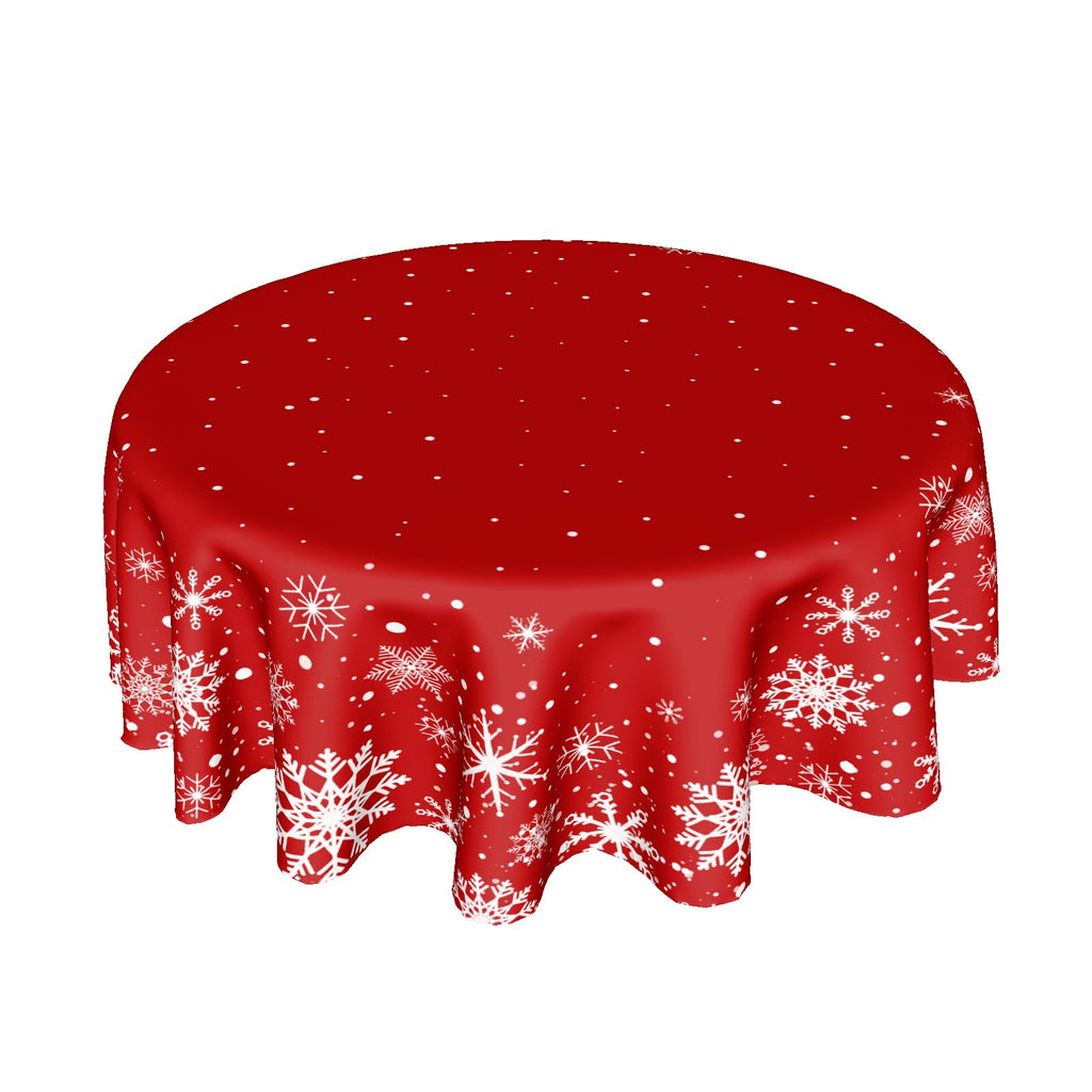 Christmas Round Tablecloth 60 Inch, Merry Christmas Snowflake Round Table Cloth Outdoor Waterproof Christmas