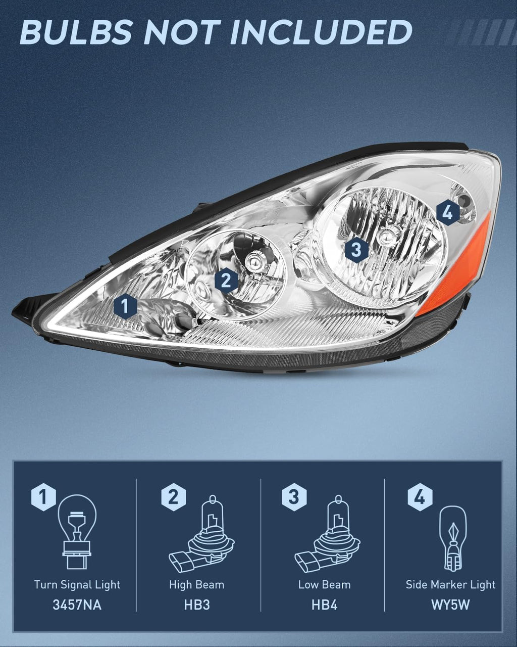 Nilight Headlight Assembly Compatible with 2006 2007 2008 2009 2010 Toyota Sienna Chrome Housing Amber Reflector Clear Lens Headlights Replacement Driver and Passenger Side