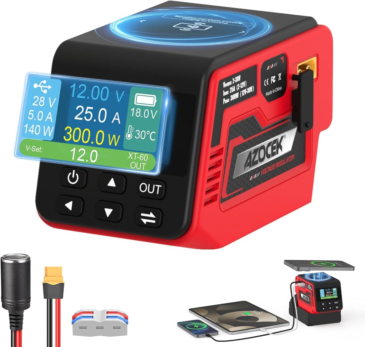 Azocek 300W Voltage Regulator Compatible with Milwaukee 18V Battery