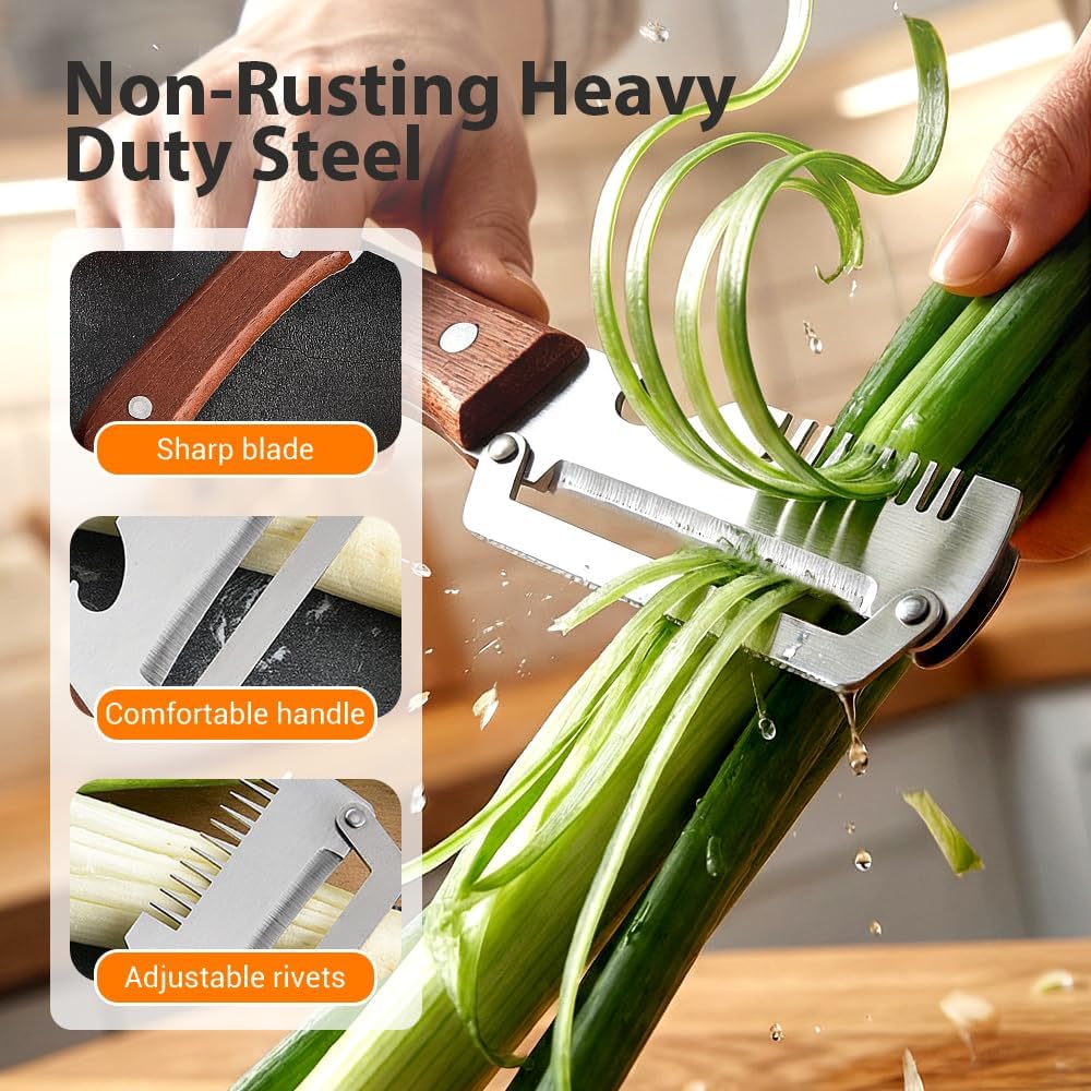 Premium Vegetable Peeler with Wooden Handle and Bottle Opener, 2026 Upgrade Multifunctional Vegetable Peeler for
