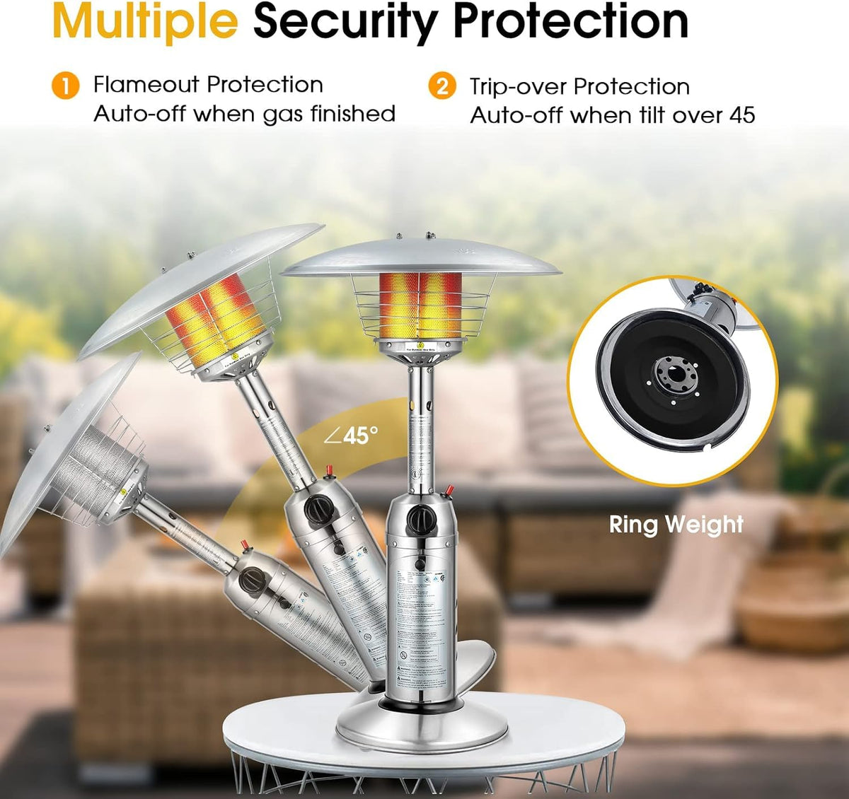 Propane Tabletop Patio Heater, 11000 BTU
