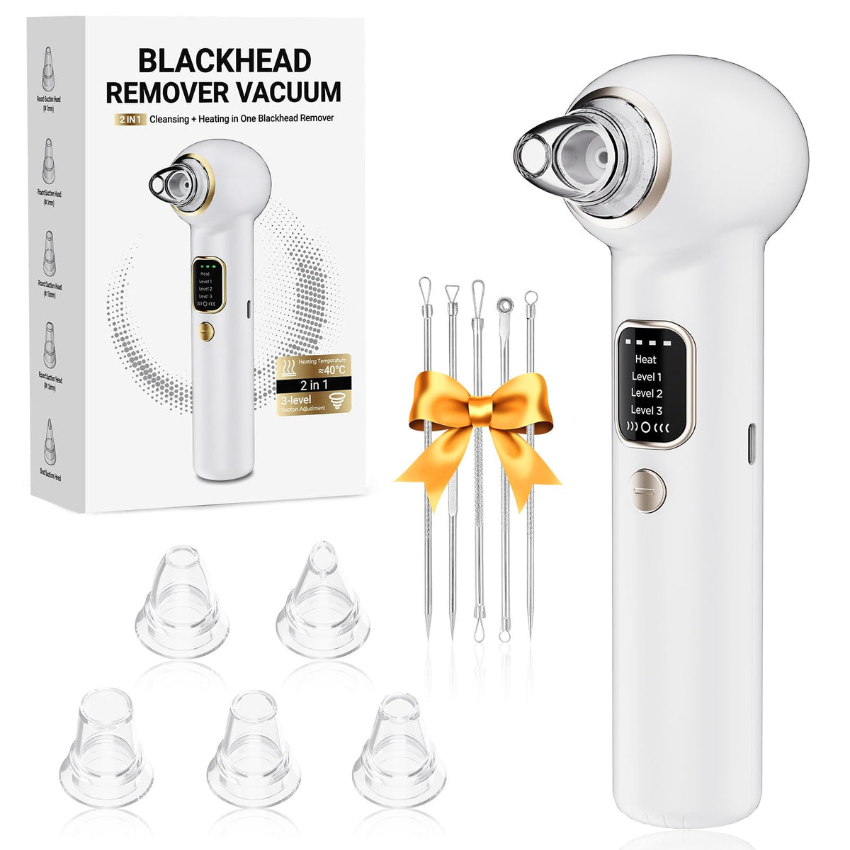 Heated Blackhead Remover Pore Vacuum with 5 Probes & 3 Suction Modes
