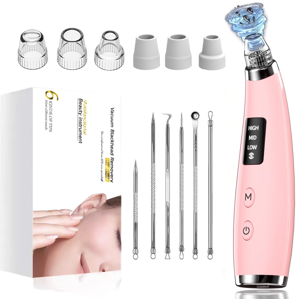 Pore Vacuum for Face & Nose - Blackhead Remover with 3 Adjustable Suction Levels, 6 Interchangeable Probes, USB-C