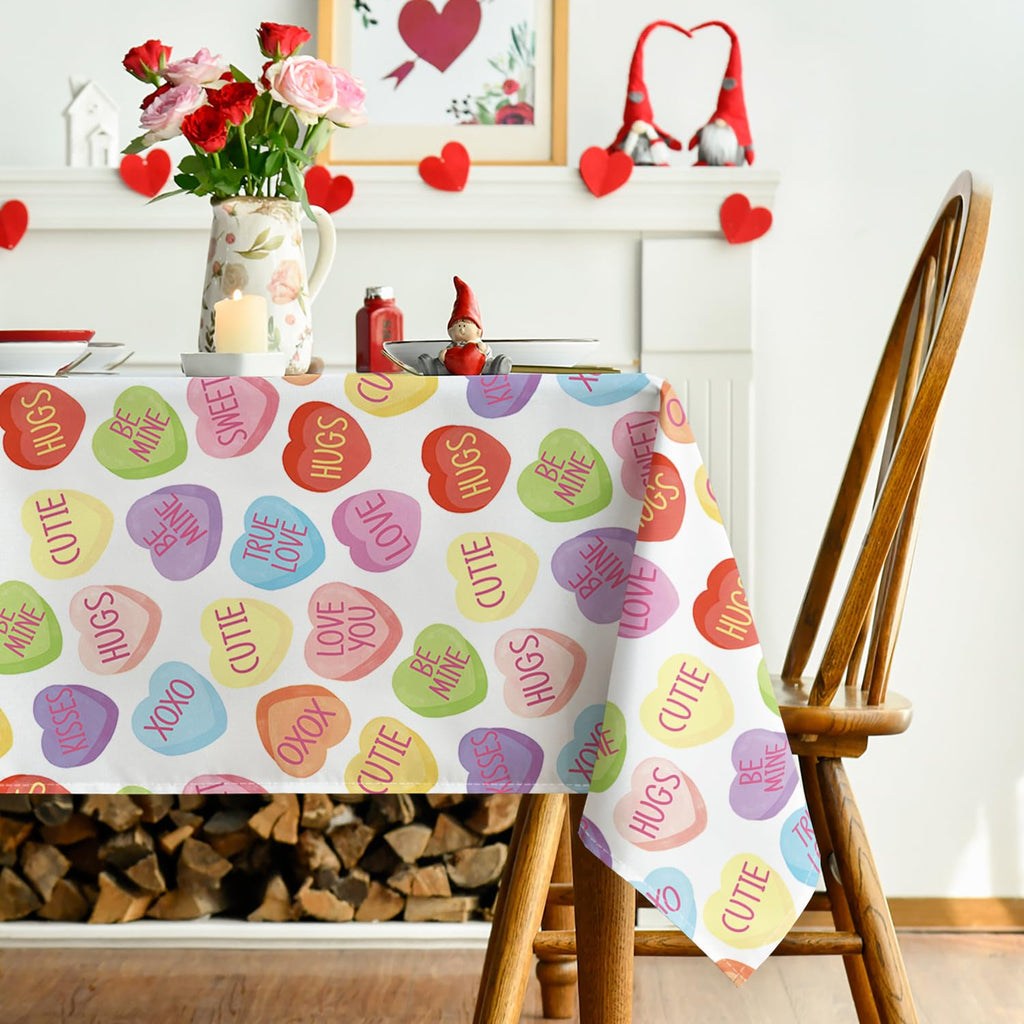 Valentine Tablecloth 60 x 84 Inch Rectangular Candy Colored