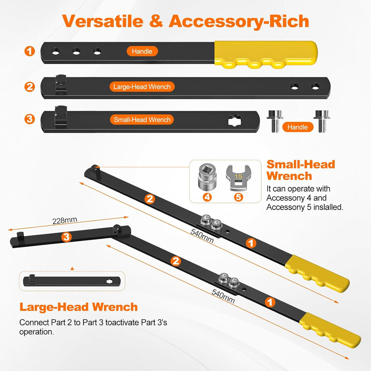 11-Piece Serpentine Belt Tool Kit, Automotive Tensioner Wrench Set
