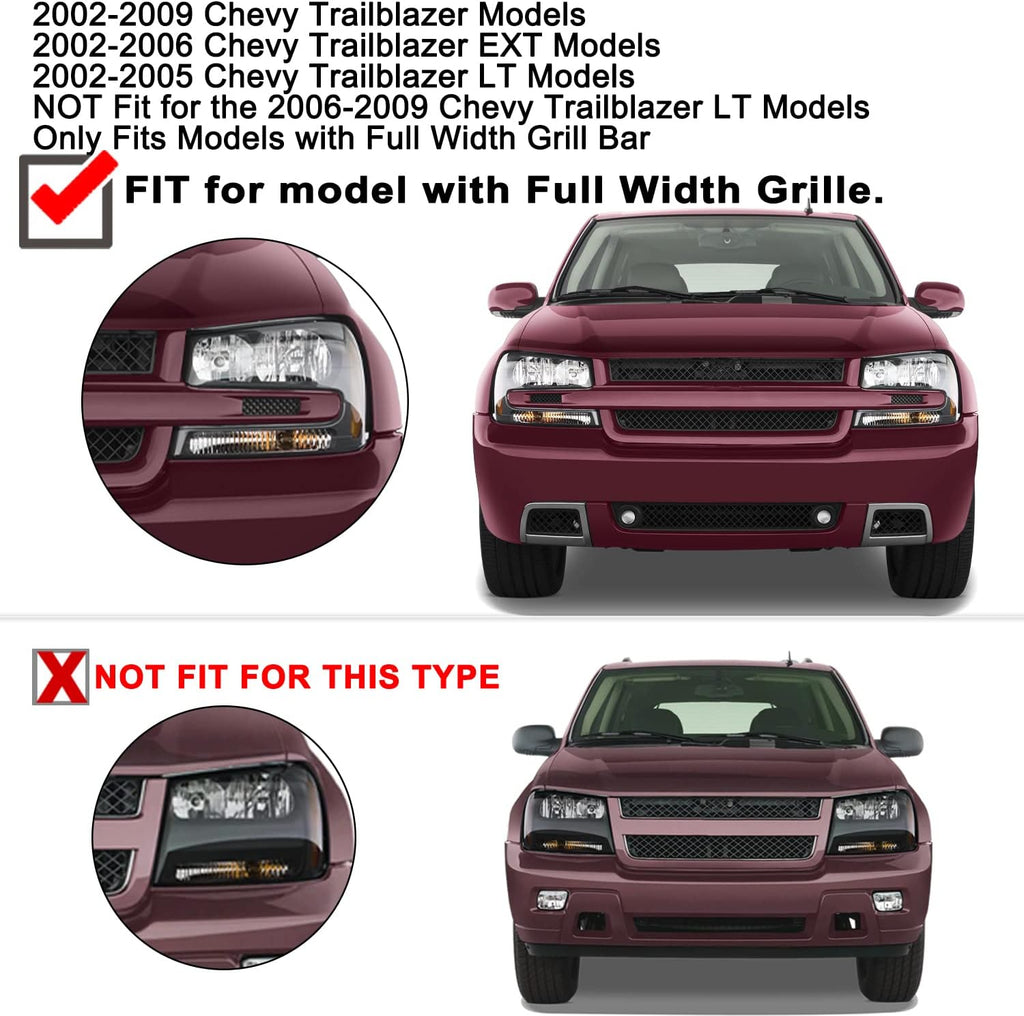 JSBOYAT Headlight Assembly Fit for 2002-2009 Chevy Trailblazer