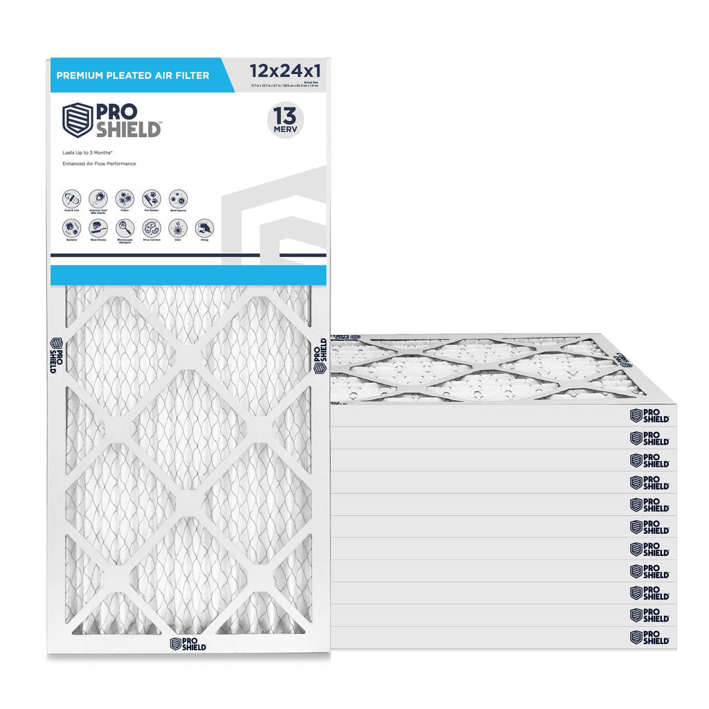 12x24x1 MERV 13 Premium Pleated HVAC Air Filter, 12 Pack