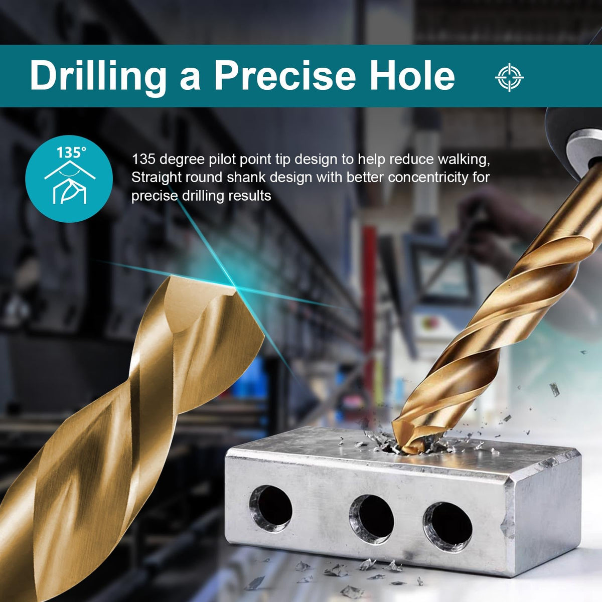 25/32 Inch Cobalt Drill Bit, M35 HSS Twist Drill Bit, 135° Split Point
