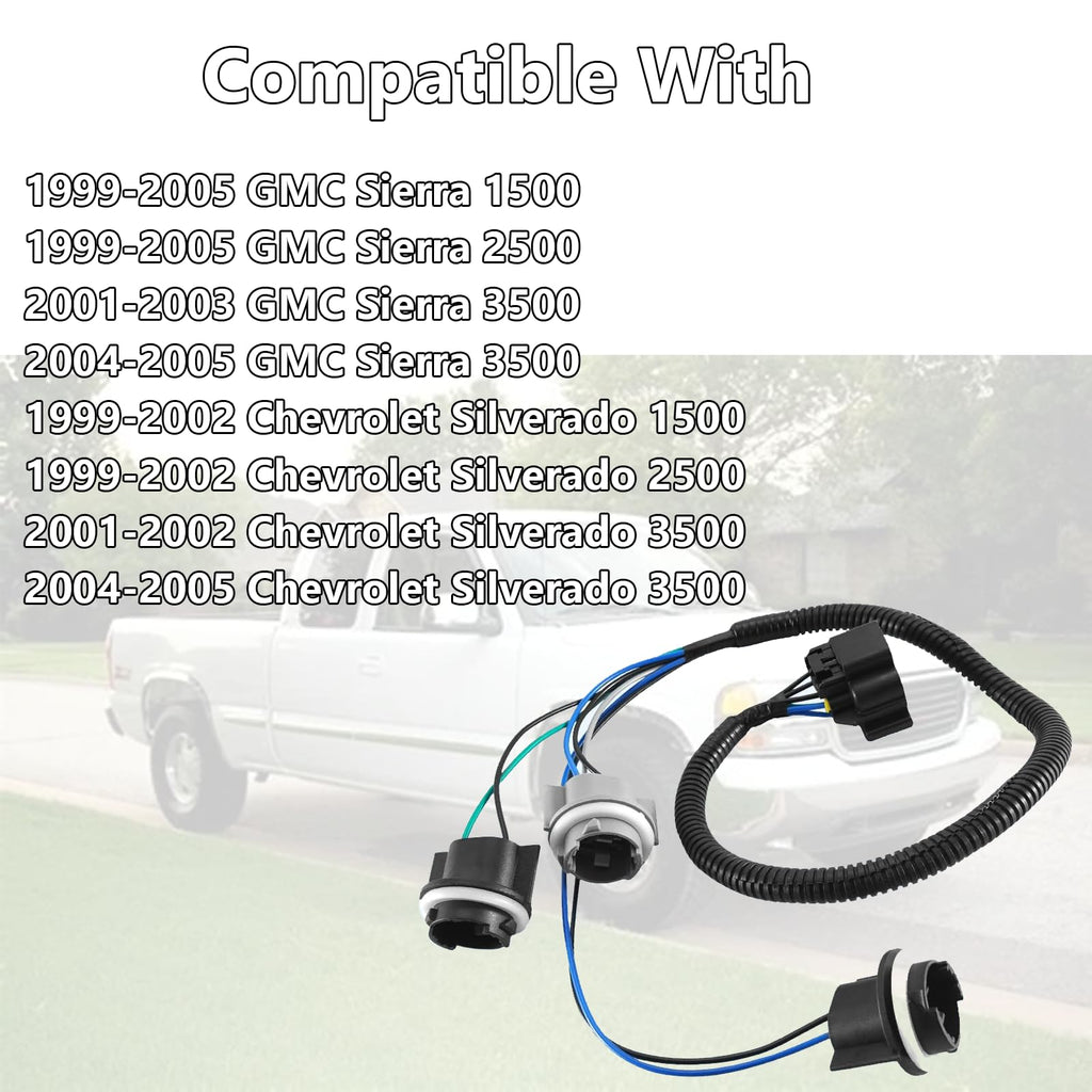 Rear Right Tail Light Wiring Harness Compatible with GMC Sierra 1500 2500 3500 1999-2005 & Chevrolet Suburban 2000-2004, Replace 88986855 16526108, Easy to Install