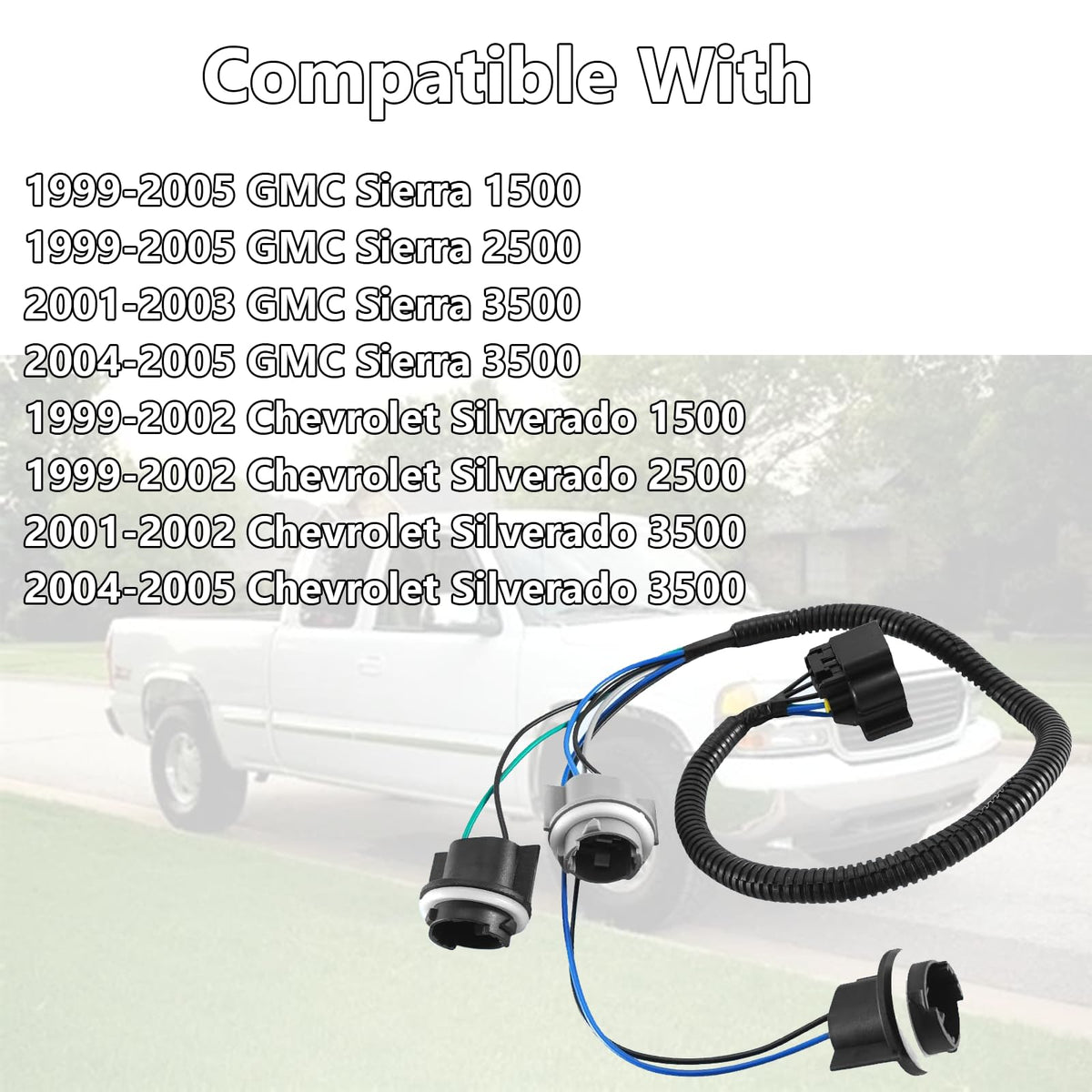 Rear Right Tail Light Wiring Harness Compatible with GMC Sierra 1500 2500 3500 1999-2005 & Chevrolet Suburban 2000-2004, Replace 88986855 16526108, Easy to Install