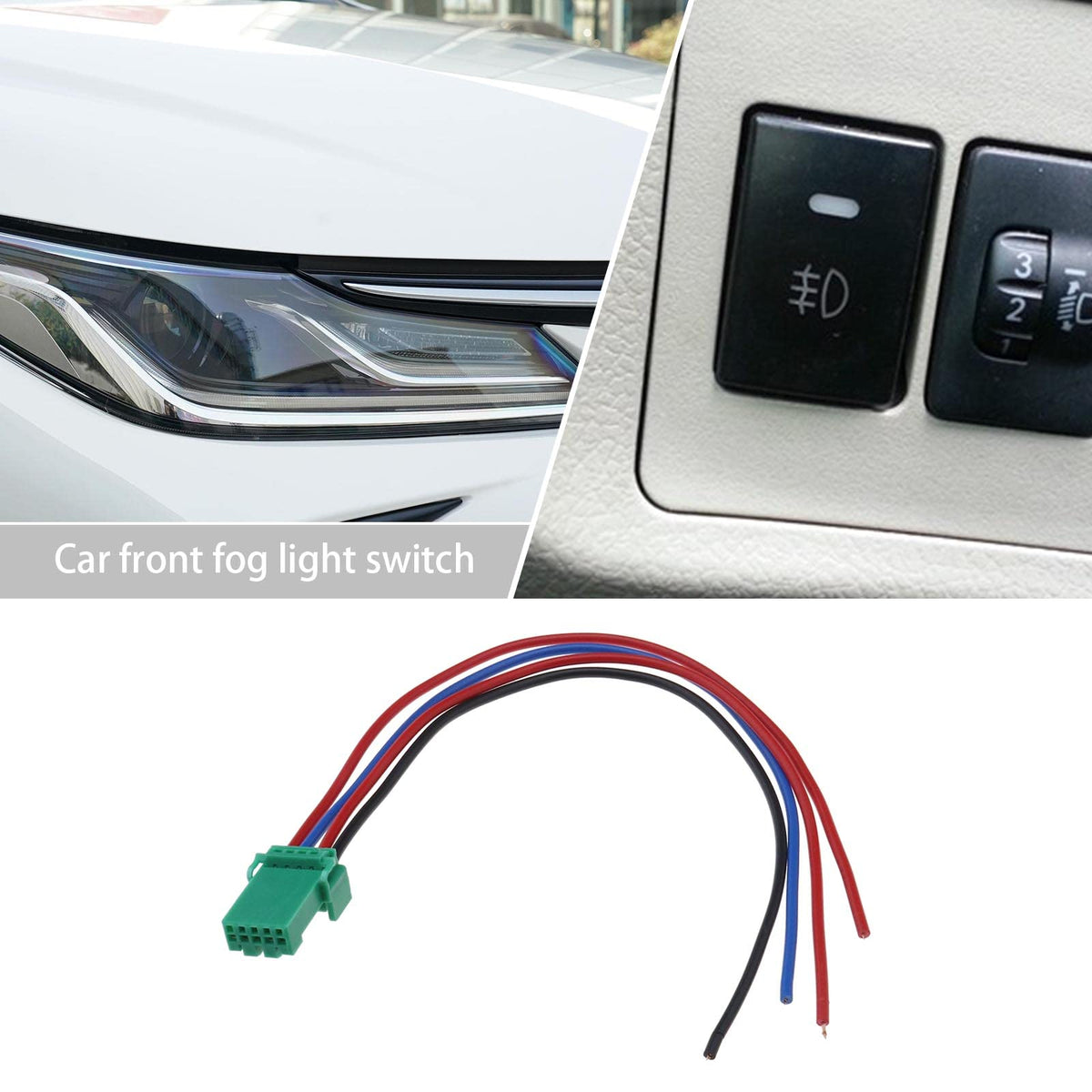 ECSiNG 1PC Car Front Fog Light Switch Wiring 4 Wire LED Yellow Light Compatible with Toyota Compatible with Corolla DC 12V Pushbutton Switch