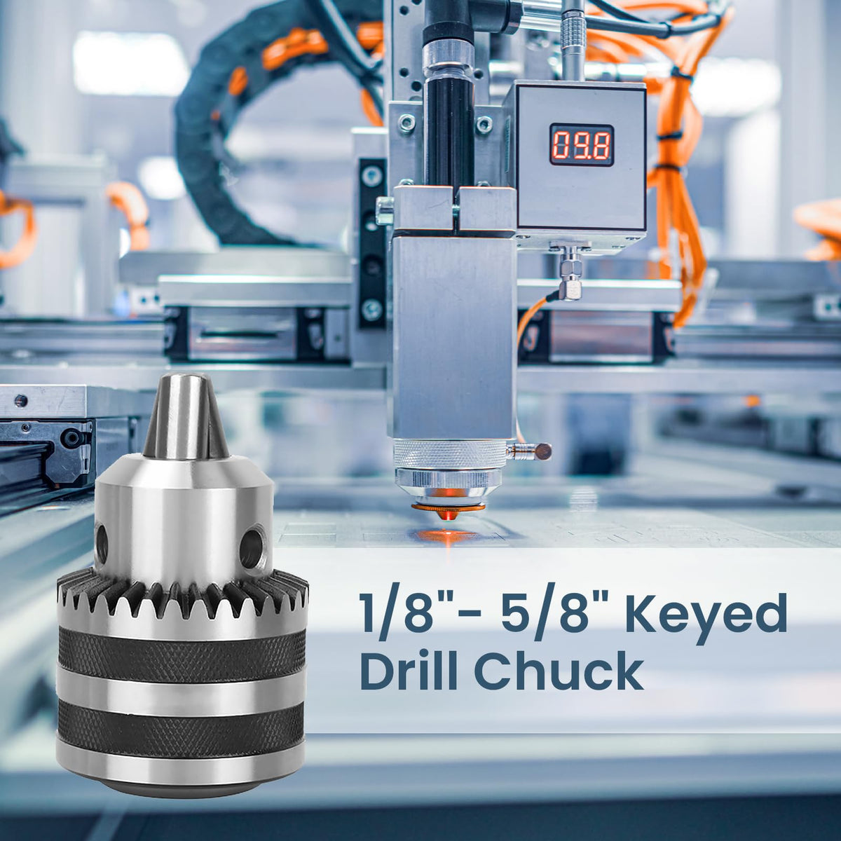 Jeanoko 1 Set 1/8"- 5/8" Heavy Duty Keyed Drill Chuck, 3-16mm Heavy-duty Capacity Key Type Drill Chuck 1/2-20 UNF Mount with Key Power Tool Accessories for Lathe