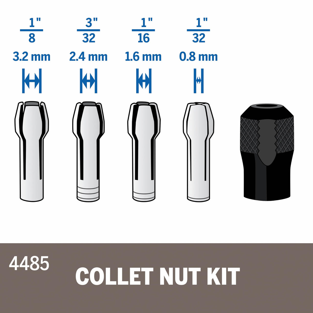 Dremel 4485 Quick Change Rotary Tool Collet Nut Set