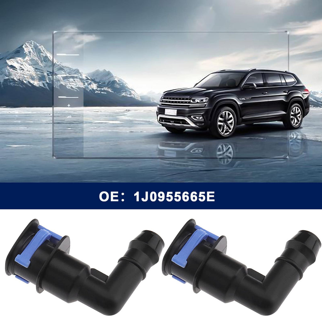 ECSiNG 2PCS Car Headlight Washer Connector Joint Elbow 1J0955665E Compatible with Beetle A6 A8 TT/TTS Fabia Octavia Roomster Superb Alhambra