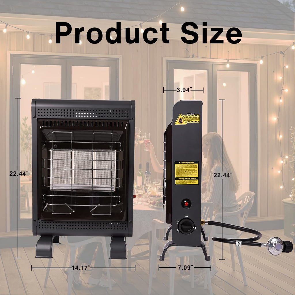 Propane Heater Indoor and Outdoor,18000 BTU Propane Patio Heater with ODS & Tip-over Protection, Outdoor Heaters with