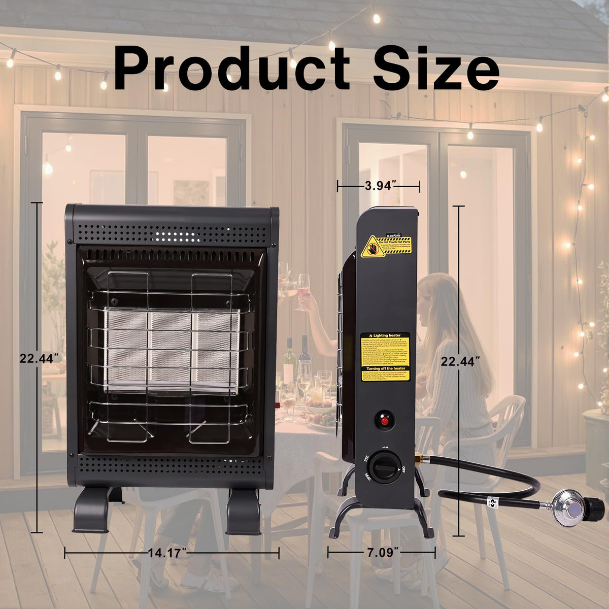 Propane Heater Indoor and Outdoor,18000 BTU Propane Patio Heater with ODS & Tip-over Protection, Outdoor Heaters with