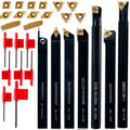 UpJiaFlarish Carbide Lathe Tools Set - 3/8 Turning Holder & Carbide Inserts