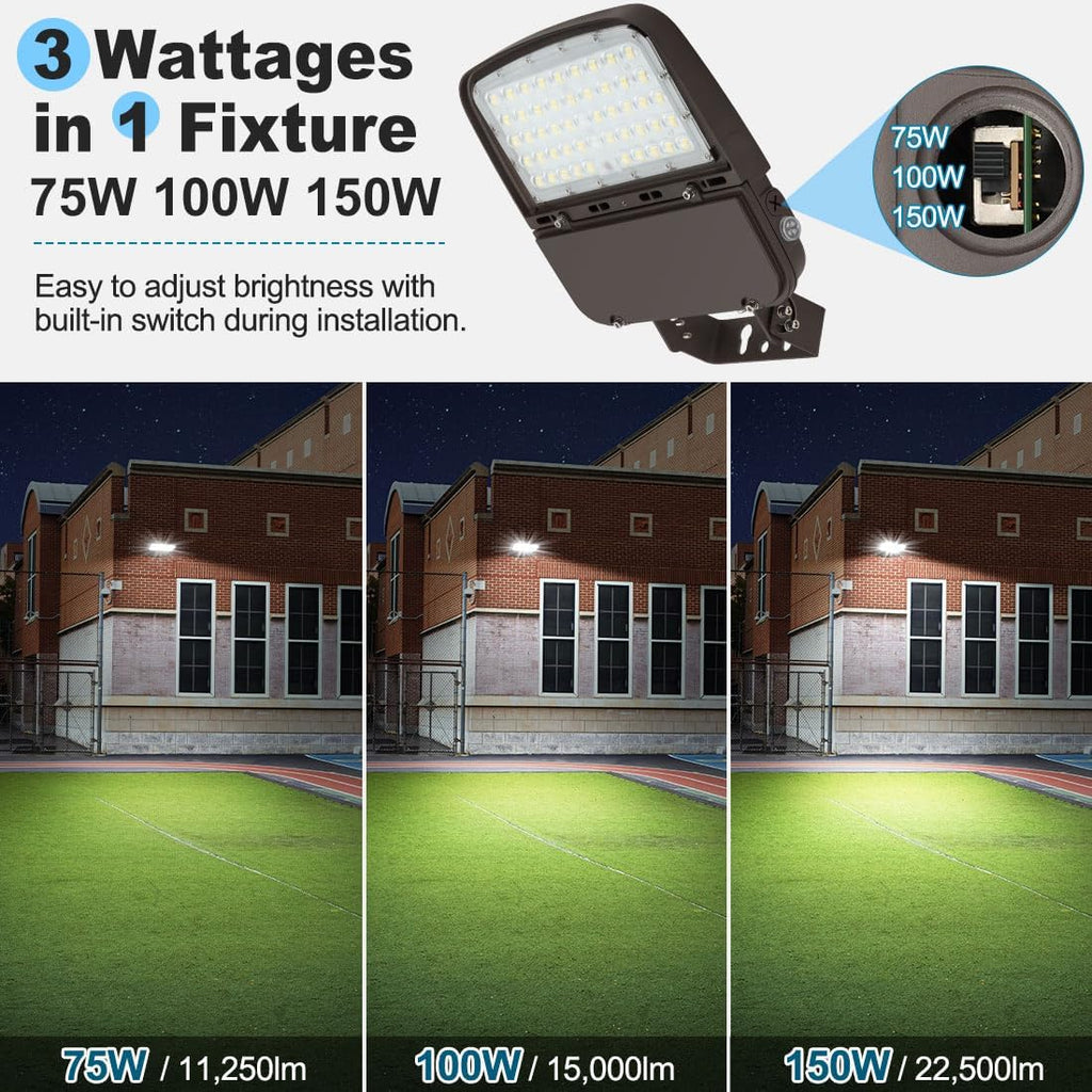 LED Parking Lot Light 150W/100W/75W Adjustable with Dusk to Dawn