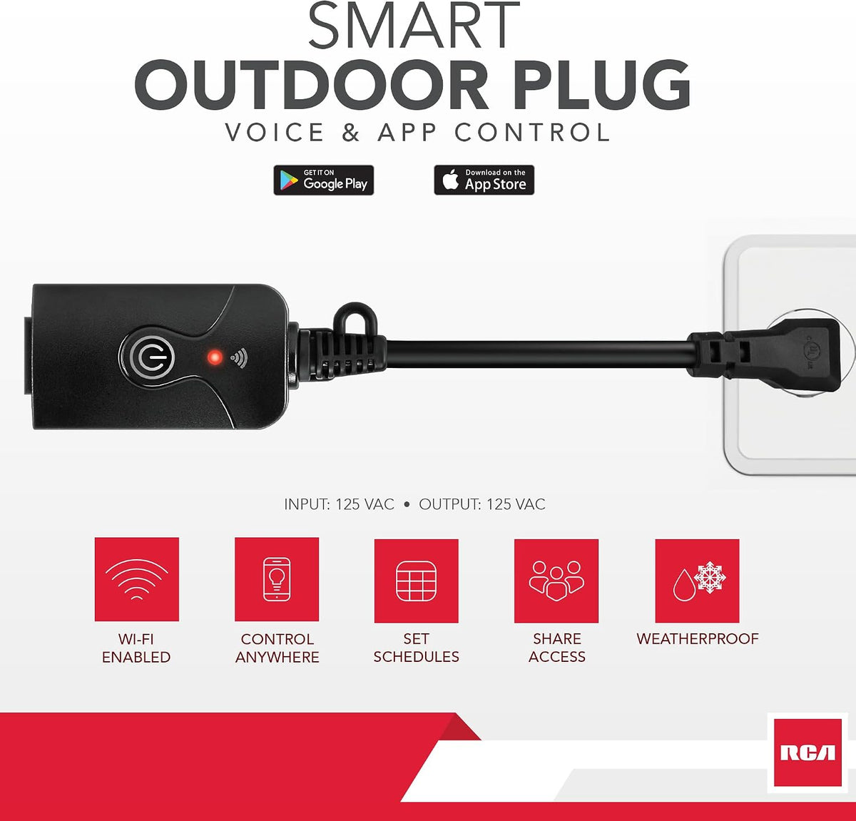 Weatherproof Outdoor Smart Plug w/Outlet Cover, Accessory for Garden & Patio Lights, Lamp, Holiday Decorations