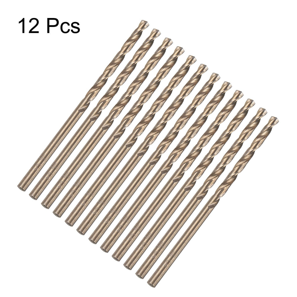 HARFINGTON 12pcs Cobalt Drill Bit, #31 0.12" HSS-CO Aircraft Twist Drill Bit with Straight Round Shank for Drilling Stainless Steel Cast Iron Tough Material