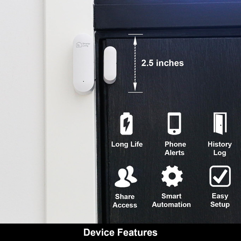 Smart WiFi Door and Window Sensor, Phone Notifications via Smart Life, Tuya, Alexa and SmartThings, Create