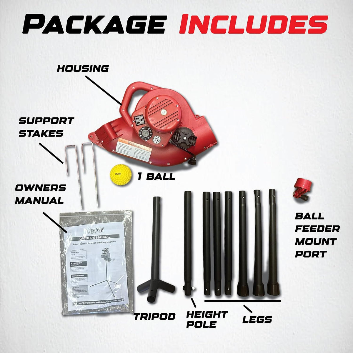 Power Alley Pro Real Baseball Machine - Adjustable Design, Pitches Real Baseballs Up to 45 MPH, Accurate and Portable