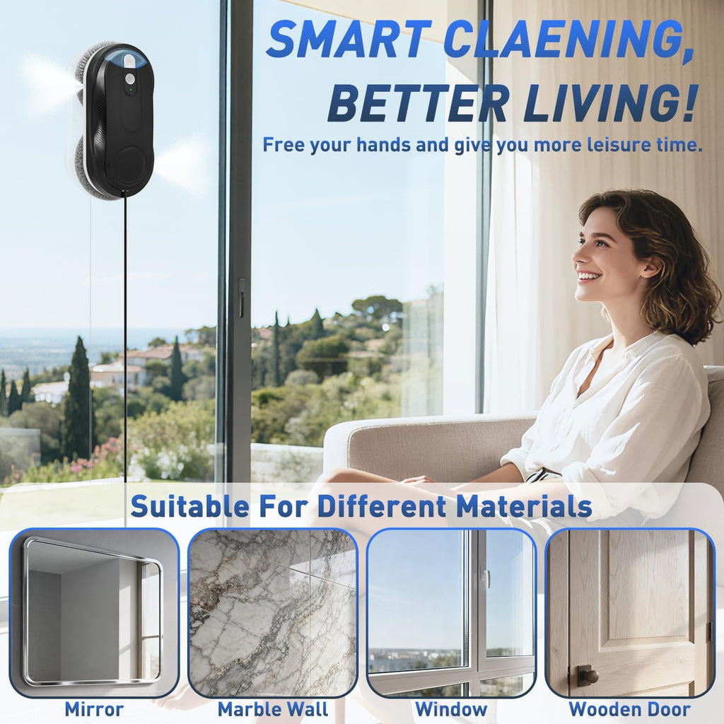 Window Cleaning Robot with Dual Spray for High-Rise Windows,Black