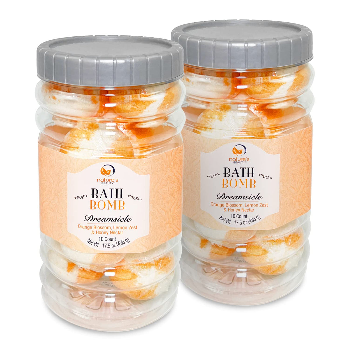 Dreamsicle Bath Bomb Gift Set Multi-Pack - Orange Blossom, Lemon Zest & Honey Nectar Scent Made w/Orange Peel
