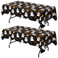Halloween Black Plastic Table Cloth Disposable, 2 Pack, 54 x 108 in