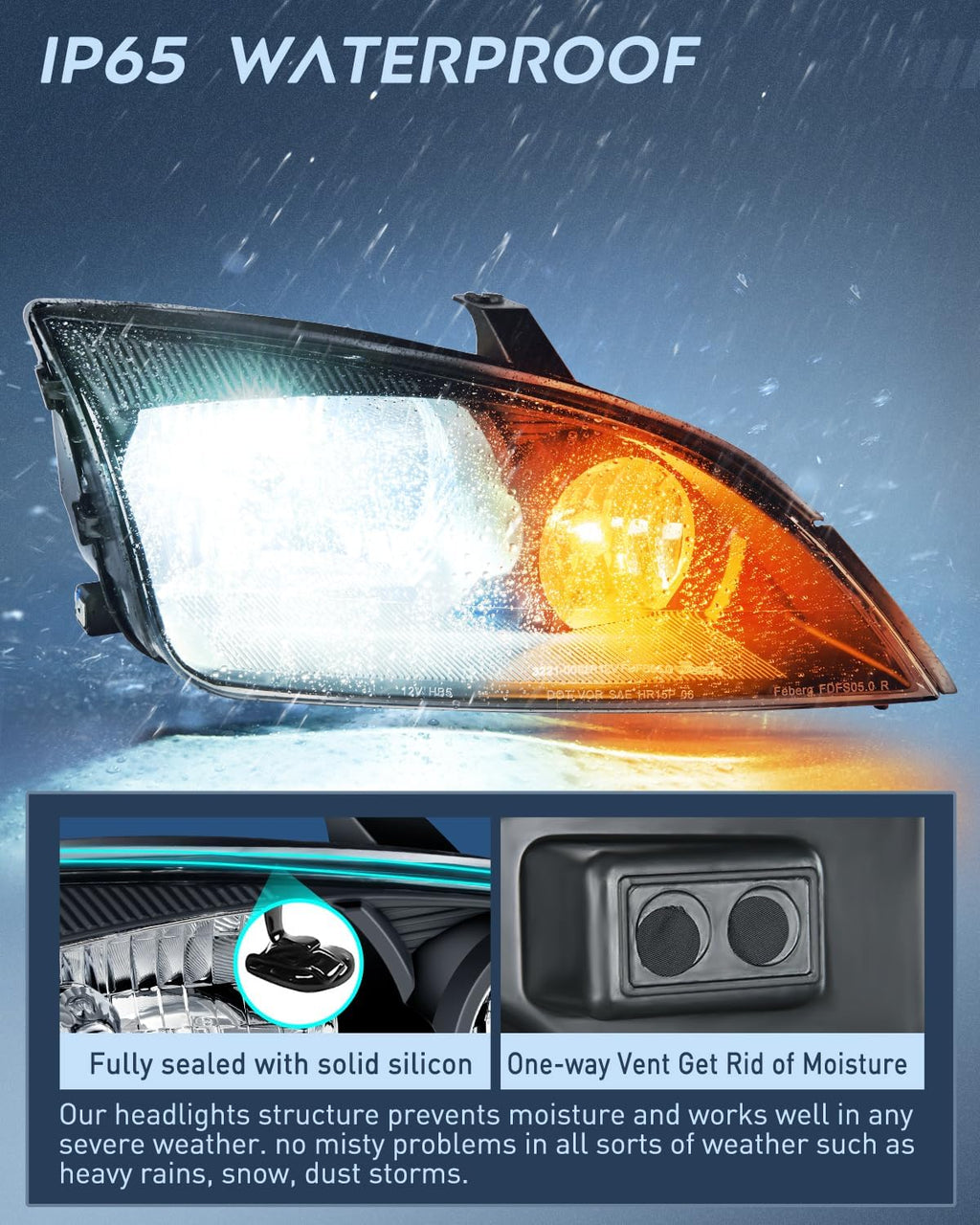 Nilight Headlight Assembly Compatible with 2005 2006 2007 Ford Focus Headlamps Replacement Black Housing Clear Reflector and Lens Driver and Passenger Side