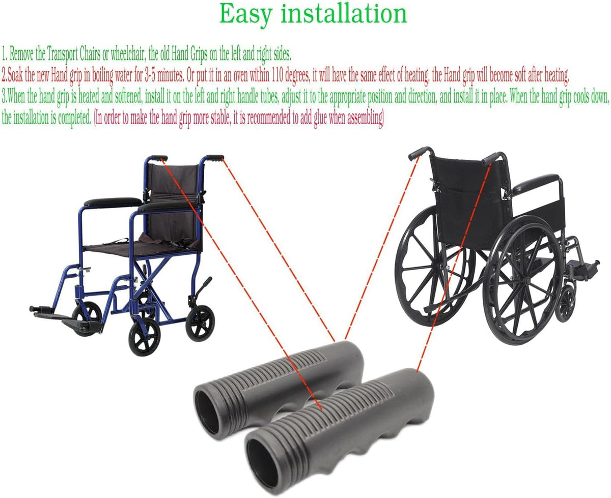 Standard wheelschairs and Transport Chairs Universal Wheelchair Handle Grips, Replace Parts,fits Blue Streak,Silver Sport 1and2, Cruiser III,Other Wheelchairs, Mounting Holes 7/8 Inch(1Pair,Black)