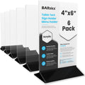 4x6 Sturdy Table Tent Menu Holder, Commercial 2-Sided Acrylic Sign Holder (6-Pack)