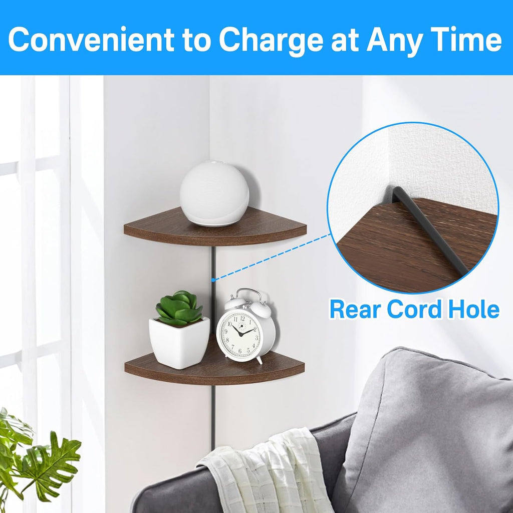 Corner Speaker Shelf for Small Speaker Wall Mount, Wooden Floating Speaker Shelf for Samsung, Sony, Bose, JBL, LG