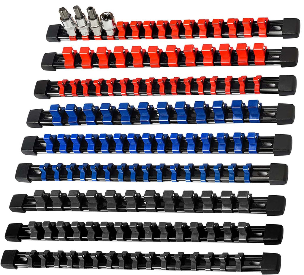 9PCS Socket organizer, 1/4" 3/8" 1/2" Drive Heavy duty socket holder