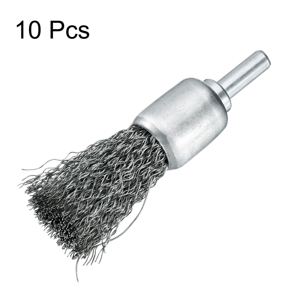 uxcell 10pcs Wire Brush for Drill 3/4" Dia. Abrasive Wire Wheel 1/4" Round Shank Stainless Steel Cup Brush Coarse Crimped Drill Attachment for Cleaning Rust Paint Abrasive