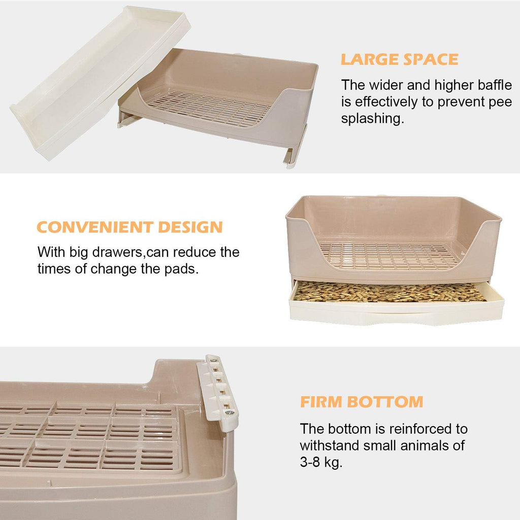 Large Rabbit Litter Box, Bunny Litter Box with Drawer, White