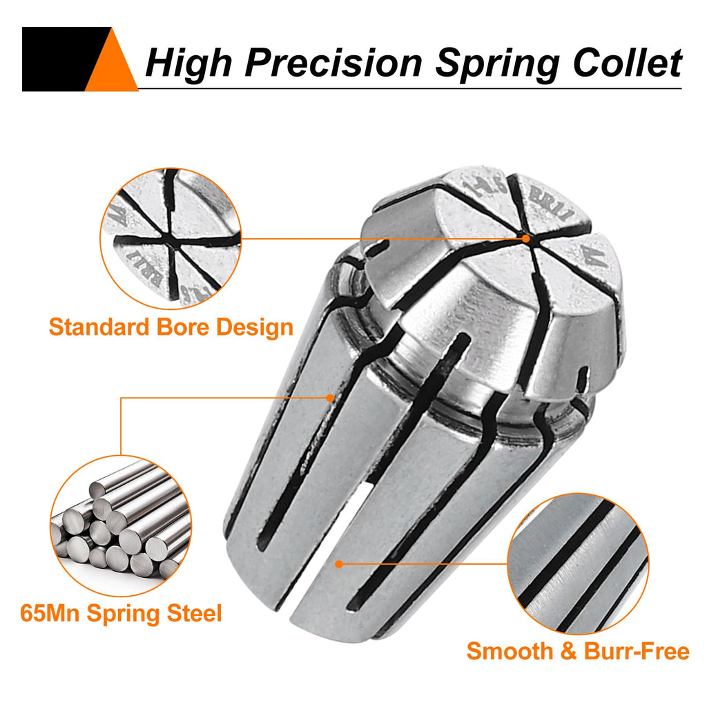 HARFINGTON Spring Collet Chuck ER11 1mm 65Mn Spring Steel Precision Router Collets for CNC Engraving Milling Lathe Tool