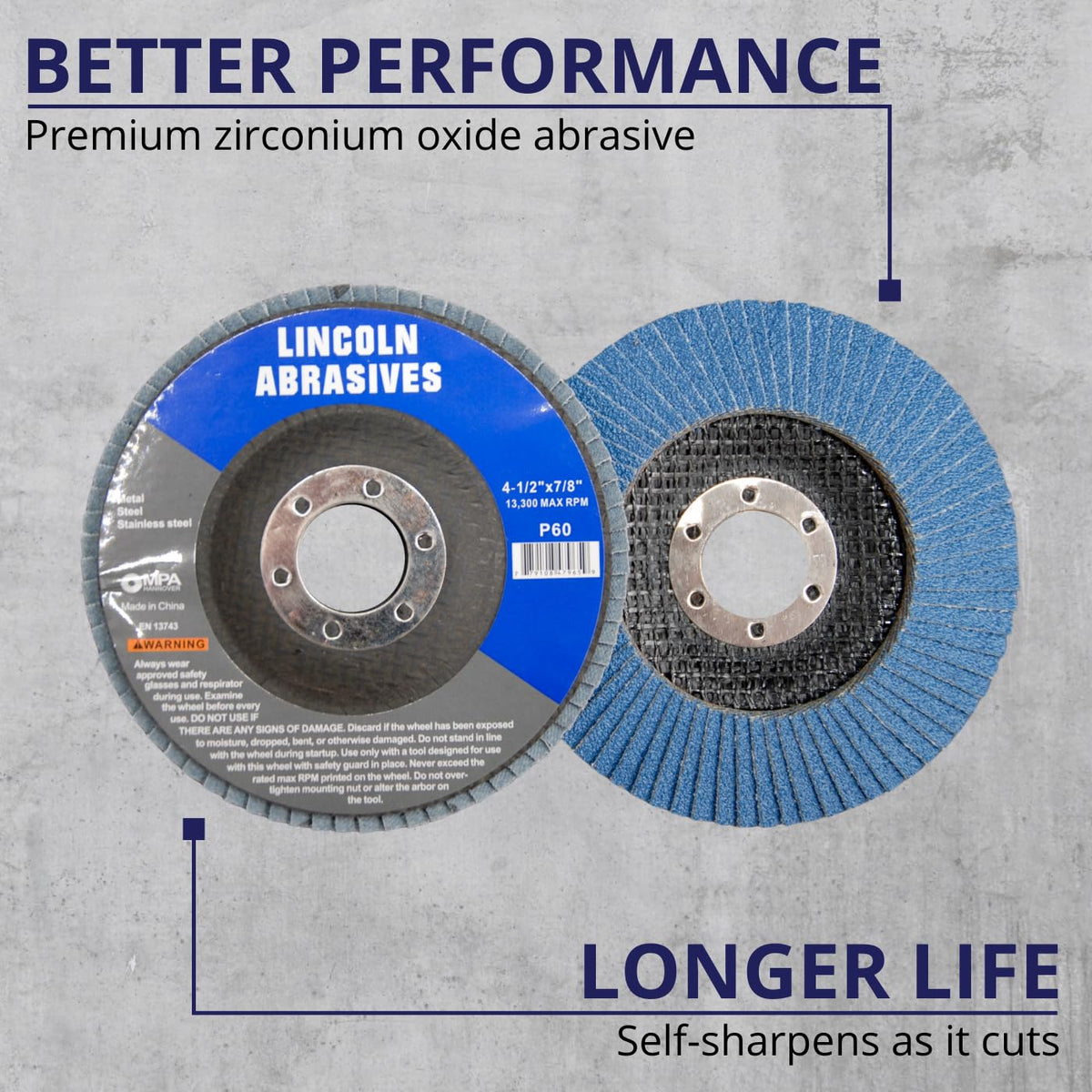 100 Pack Flap Discs 60 Grit 4.5" x 7/8" Sanding Wheels