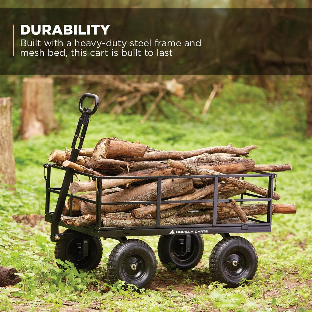 Steel Utility Cart, Heavy Duty Garden Wagon Cart, 1200 lb