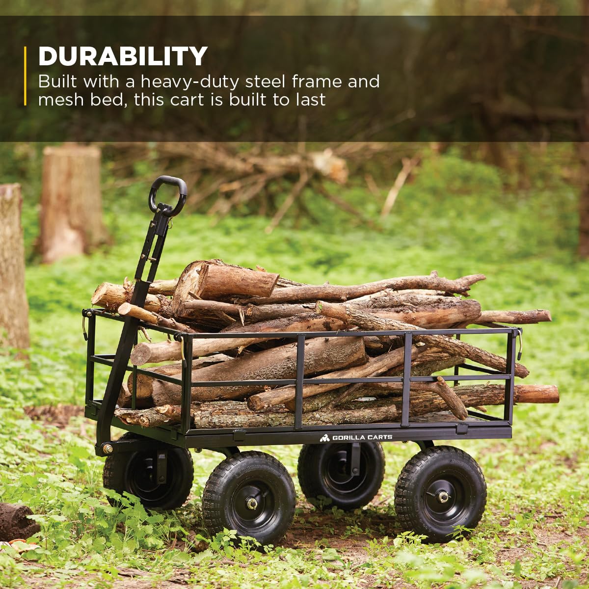 Steel Utility Cart, Heavy Duty Garden Wagon Cart, 1200 lb